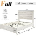 thumbnail image 4 of LUXOAK Full Size Bed Frame with Natural Wood Platform, 49" Fluted Headboard, White, 4 of 8