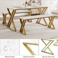 thumbnail image 4 of Sturdy metal - framed kitchen dining mesa set para 4 con faux marble tabletop y benches, space - saving para kitchen, dining room o apartment, 4 of 7