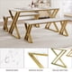 thumbnail image 4 of Sturdy metal - framed kitchen dining mesa set para 4 con faux marble tabletop y benches, space - saving para kitchen, dining room o apartment, 4 of 7