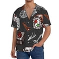 thumbnail image 3 of Honeii 's Japanese Sushi Hashi for men's short-sleeved button-up collared shirt featuring a pocket, perfect for beach vacations, and travel adventures., 3 of 5