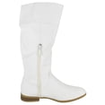thumbnail image 3 of Forever Women Flat Heel Slouchy Mid-Calf Basic Light Weight Boots Side Zipper Hidden Elastic Opening GENTLE-61 White PU 6, 3 of 4