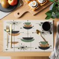 thumbnail image 2 of Navy Bohemian Placemats Set of 8, Geometric Abstract Stripes Vintage Beige Placemats for Dining Table, Place Mats for Kitchen Tabletop, Waterproof Wipeable Dining Table Mats Set, 2 of 9