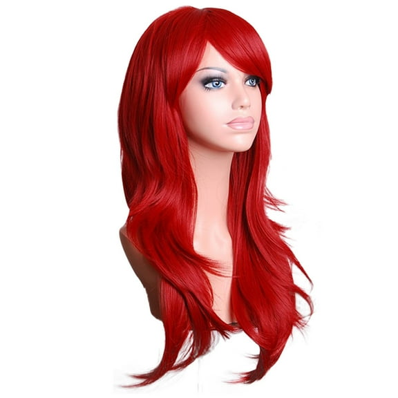 Sexy Long Women Fashion Synthetic Wavy Cosplay Party Full Wigs Red
