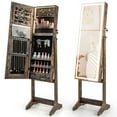 thumbnail image 1 of Giantex Full Length Dressing Mirror Jewelry Cabinet, Large Capacity Freestanding Lockable Jewelry Armoire, Rustic Brown, 1 of 9