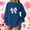 Blue, variant on Women's Crew Neck Sweatshirt Sparkling Sequined Bow Graphic Relaxed Pullover