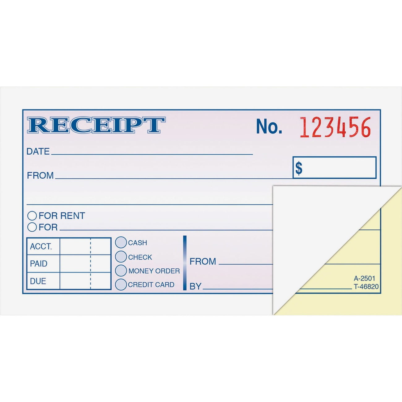 Blue Summit Supplies Triplicate Receipt Book 100 per Book 500 Total 5 Pack 3 Part Carbonless Payment Receipt Books for Money Rent or Cash with