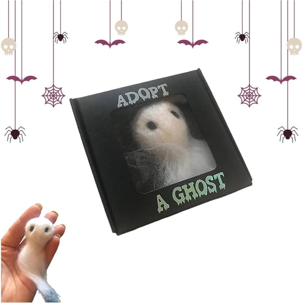 Adopta un fantasma - Adorno de fantasma de Halloween, 2024 nuevo fantasma de bolsillo súper lindo con un pequeño pergamino, fantasma de peluche de Halloween, mini muñeco de peluche fantasma, muñeco es
