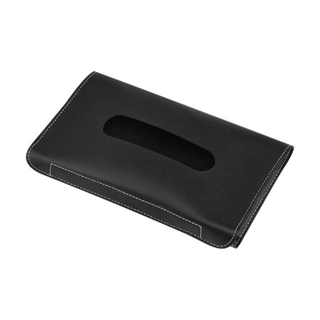 Nvzi Soporte para pañuelos de cuero sintético para parasol de coche - Estuche para servilletas de asiento trasero para coches y camiones, negro
