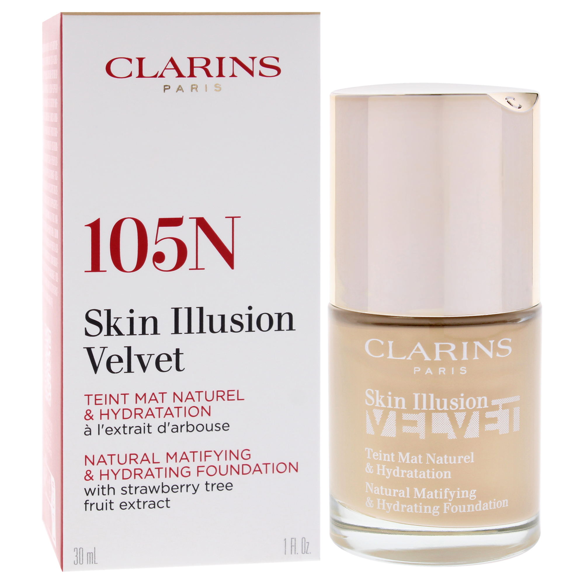 Skin Illusion Velvet Foundation - 105N Nude by Clarins for Women - 1 oz Foundation