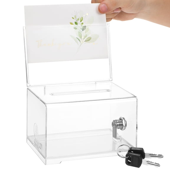 ADDHAT Acrylic Donation Box with Lock for Office Use Transparent Raffle Ticket Holder 11.8x11.8x15.7 Inch