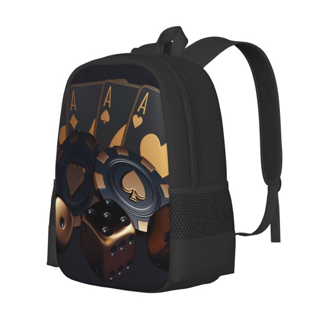 Disketp Casino Cards Poker Mochila Minimalista de Gran Capacidad, Mochila de Viaje para Escuela, Trabajo o Uso Diario