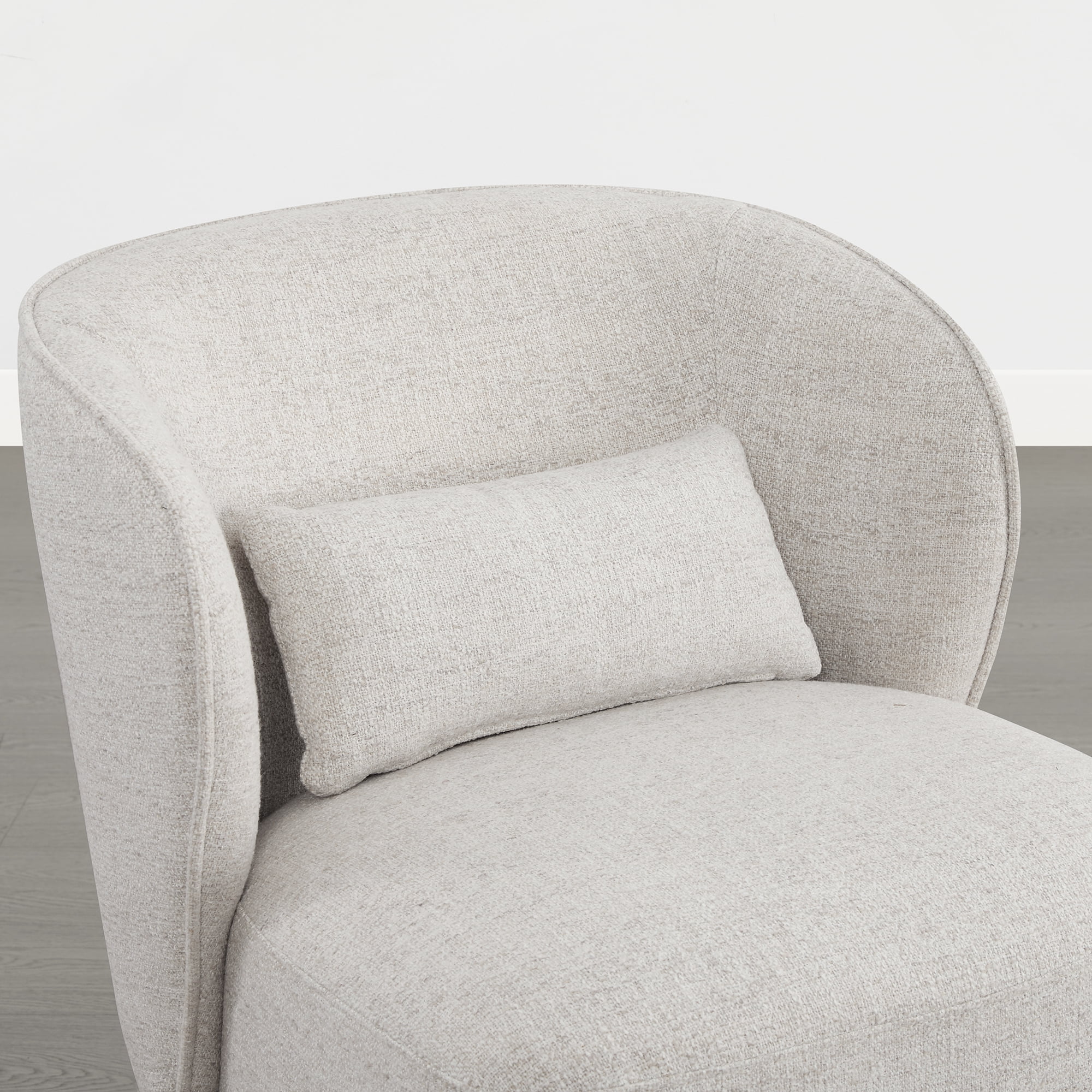 Spruce & Spring Rolling Dining Chairs, Spill-Proof & Stain Resistant Barrel Armchair with Casters, Modern Upholstered Seat and Removable Back Support Pillow for Kitchen Living Room, Wheat