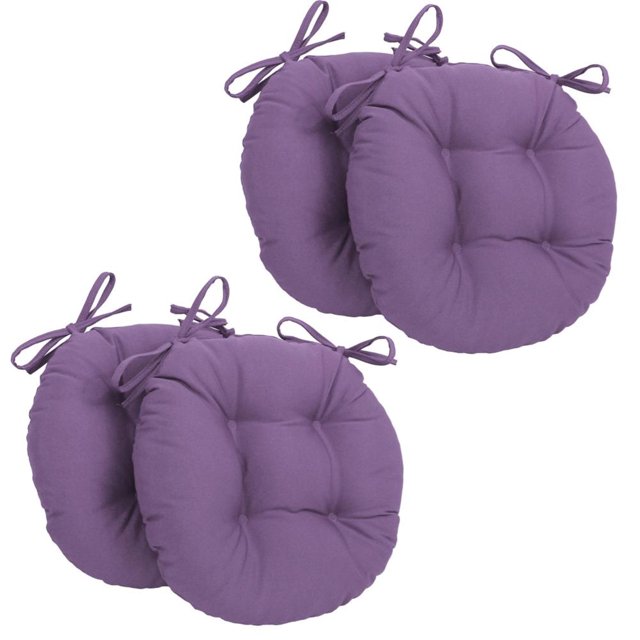 Coussins de Chaise Ronds Capitonnés en Sergé Uni de 16 Po (Ensemble de 4)