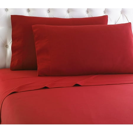 Empire Home Heavy Winter Flannel 100% Cotton Sheet set Fitted Flat Pillow Cases Deep Pocket - Dark Red - Queen