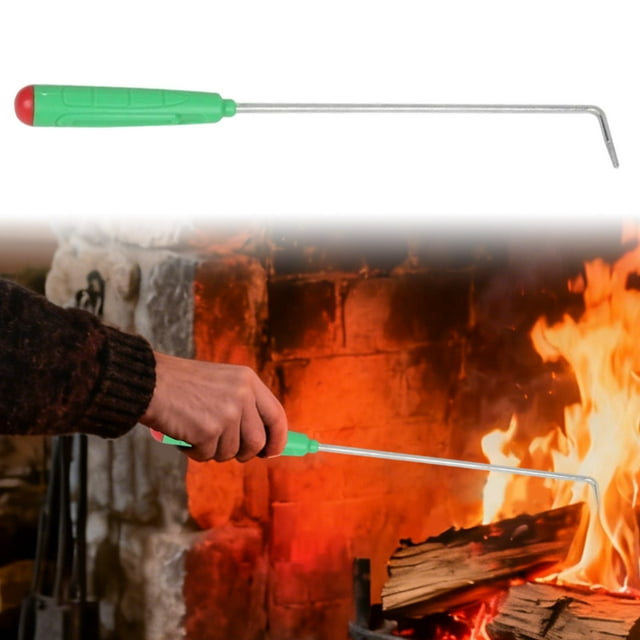 Tisonnier Long pour Foyer avec Poignée en Plastique, Tisonnier de Camping pour Foyer Extérieur, Outil de Contrôle du Feu pour Usage Intérieur Extérieur