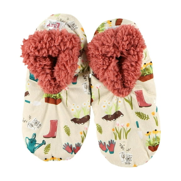 LazyOne Fuzzy Feet Slippers for Women, Cute Fleece-Lined House Slippers, Love My Bed, Garden Non-Skid