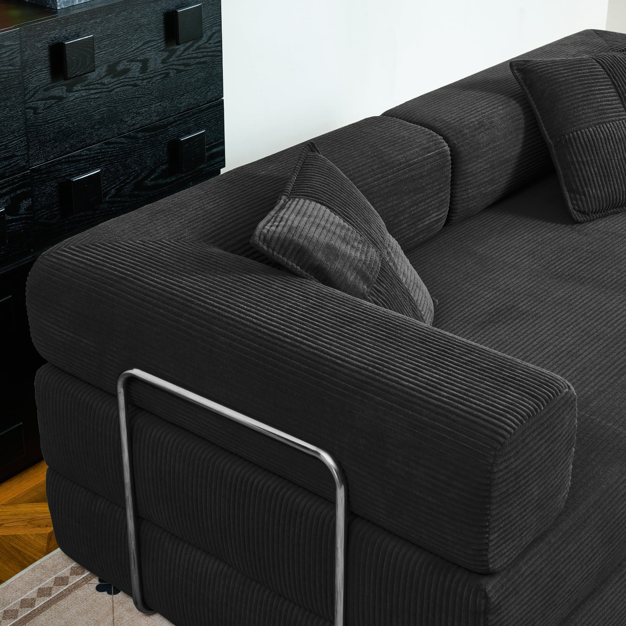 YINIX 81.6" Sleeper Sofa with Two Pillows, Comfy Modular Convertable Sofa Couch for Living Room, Small Spaces, Black