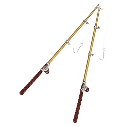 KALLORY 2pcs Mini Fishing Pole Dollhouse Accessories Toy Tiny Fishing Rod Play Set