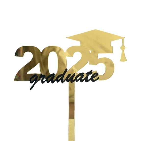 2025 Graduation Acrylic Cake Topper - Pre-Assembled, Glitter Design, Black Cardstock - for Graduation Party Decorations & Cake Decoration