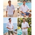 thumbnail image 6 of COOFANDY Men's Long Sleeve Cotton Linen Henley T-Shirt - Hippie Casual Beach Tee, 6 of 8