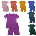 thumbnail image 2 of HAOYUNL Kids Summer Set Bamboo Fiber Children's Summer Wear - Lightweight Short Sleeve Shorts Set for Boys Girls 9M-7Y, 2 of 9