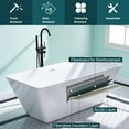 thumbnail image 5 of ANGELES HOME 66" Acrylic Freestanding Bathtub, Soaking White Bathtub with White Drain and Integrated Slotted Overflow Included, 78 Gallons, Glossy White, 5 of 11