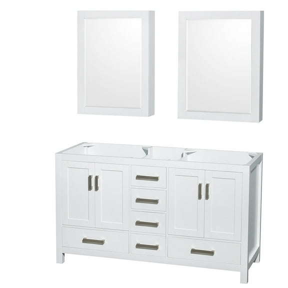 Wyndham Collection Sheffield 59" Cabinets Wood Double Bathroom Vanity in White