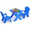 thumbnail image 1 of Costway Plastic Children Kids Table & Chair Set 3pcs Play Furniture Outdoor Blue, 1 of 6