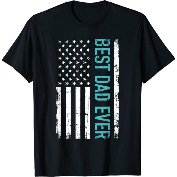 Father's day Best dad ever with US american flag Short Sleeve T-Shirt