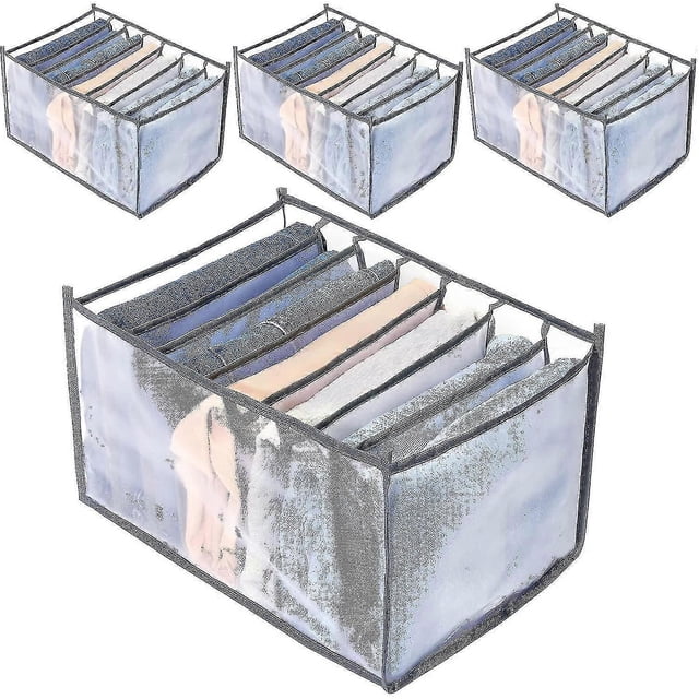 4pcs Wardrobe Clothes Organizer 7 Grids, Closet Organizers & Storage Baskets, Clothing Storage Bins,washable & Foldable