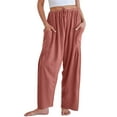 thumbnail image 2 of Qaspx Palazzo Pants for Women Casual Wide-leg Pants Loose Drawstring Sweatpants with Pockets, 2 of 7