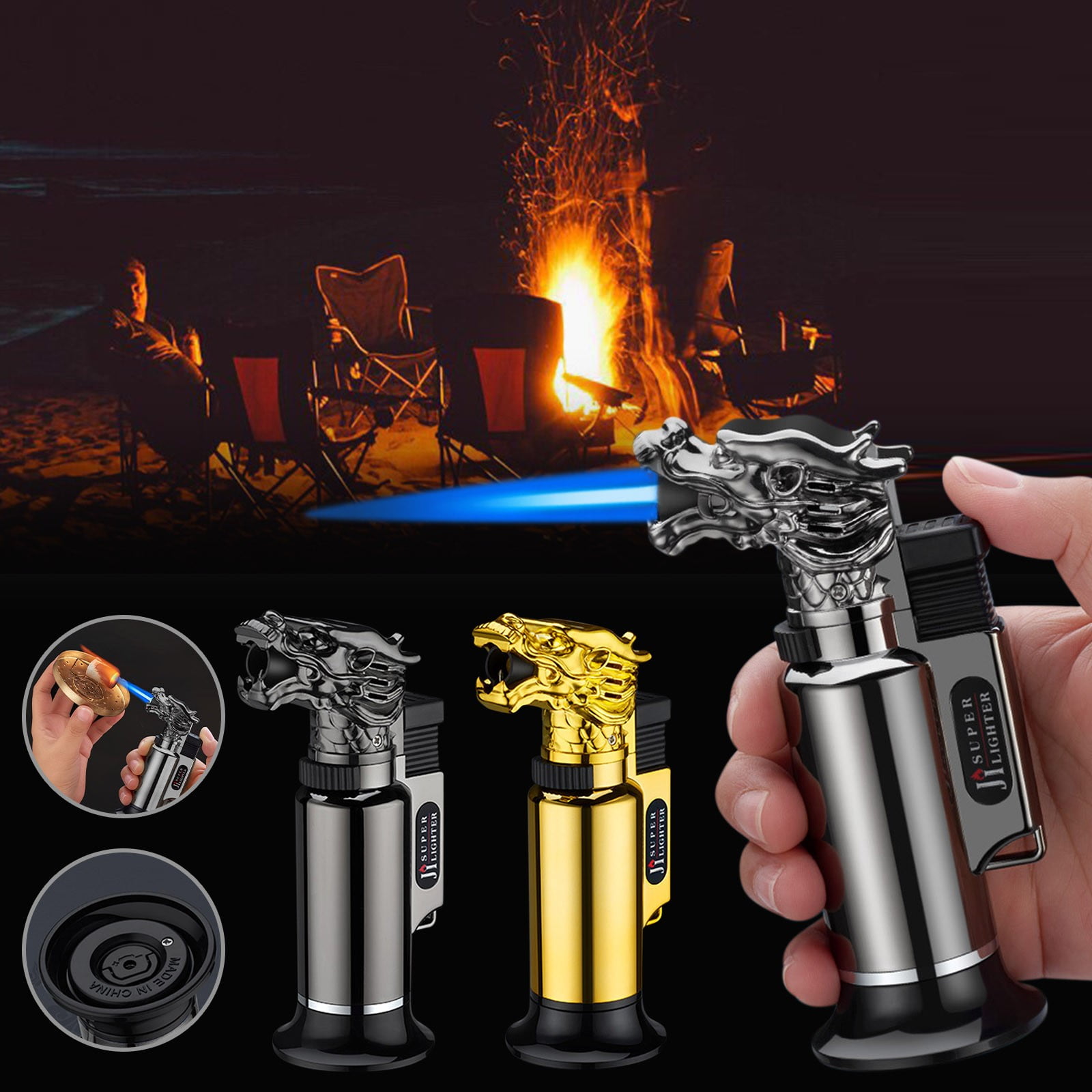 MK [5 Pack] Windproof Refillable Torch Lighter, Candle Lighter