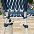 thumbnail image 3 of PURPLE LEAF Dining Chair Set of 2 Outdoor Dining Chairs French Hand-Woven Wicker White Print Finish Armless Chairs for Patio Porch Garden Indoor, Dark Blue, 3 of 6