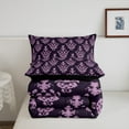 thumbnail image 4 of Gothic Bedding Sets Victorian Comforter Set,Black Damask Comforter Set King,Vintage Baroque Goth Bed Set Black Floral Comforter Set Bohemian Decor,Lilac Purple, 4 of 5