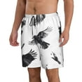 thumbnail image 2 of Logiee Monochrome Flying Ravens Print Mens Swim Trunks Quick Dry Board Shorts,Breathable Hawaii Beach Shorts Swimwear Bathing Suits-XX-Large, 2 of 6