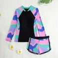 thumbnail image 4 of NAISIBABY Girls Swimsuits 2-Piece, Long Sleeve Rash Guard Swim Shirt and Boyshorts Beach Surfing Bathing Suits Multicolor 10T, 4 of 9
