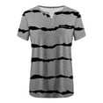 thumbnail image 2 of Delayuji Women's Top V Neck Fashion Printed Short Sleeve Pocket Loose T Shirt Gray Xxl Polyester,Spandex Short Sleeve Shirts for Women, 2 of 5