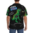 thumbnail image 5 of KLL Space Dino Cartoon Black Print Men's Shirt Short Sleeve Button Down Summer Cuba Beach Shirts- 4X-Large, 5 of 7
