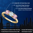 thumbnail image 2 of Gem Stone King 10K Yellow Gold Sky Blue Aquamarine and Pink Lab Grown Diamond Engagement Ring for Women | 1.50 Cttw | Round 5MM | Gemstone March Birthstone | Size 9, 2 of 6