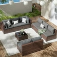 thumbnail image 2 of ELPOSUN 9 Pieces Patio Furniture Set All Weather Outdoor Sectional Sofa, Outdoor Modern Sectional Furniture Wicker Couch with Glass Coffee Table, Thicken Gray Cushions, Water Resistant, 2 of 8