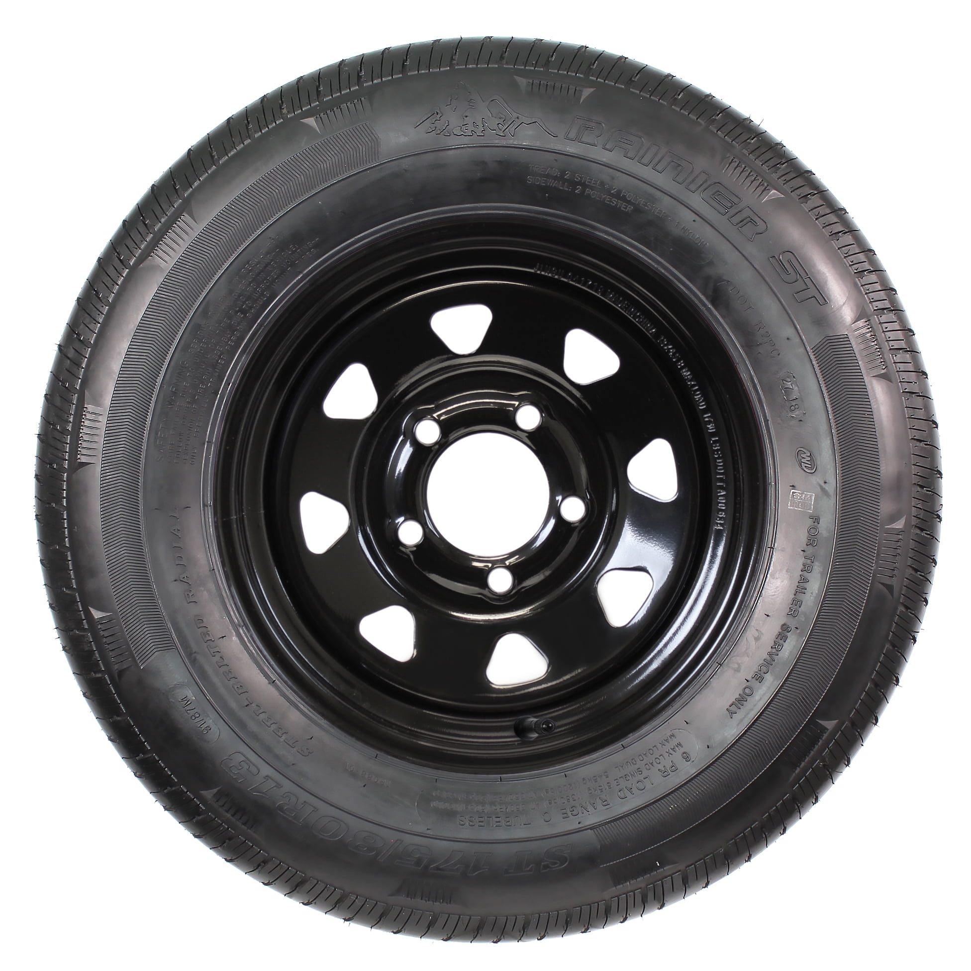 Trailer Tire and Rim Radial ST175/80R13 175/80 R 13 LRC 54.5 Black