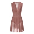 thumbnail image 4 of Aislor Women's Shiny Rhinestone Figure Skating Lyrical Ballet Dance Sleeveless Backless Dress Dusty Pink XXL, 4 of 7