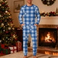 thumbnail image 2 of qelini Sleepwear Sets Pajamas for Men Christmas Plaid Crewneck Long Sleeve Shirt and Pant Soft Holiday Sleepwear, 2 of 5
