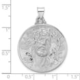 thumbnail image 2 of Diamond2Deal 14k White Gold and Satin Hollow Jesus Face Disc Pendant for Women (W- 1.12 inch), 2 of 6