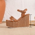 thumbnail image 6 of Pandaie Platform Sandals Women Ankle Strap Wedge Summer Beach Slides 4.72 Inch Open Toe Espadrille Dressy Slip on Sandal Brown 6, 6 of 8