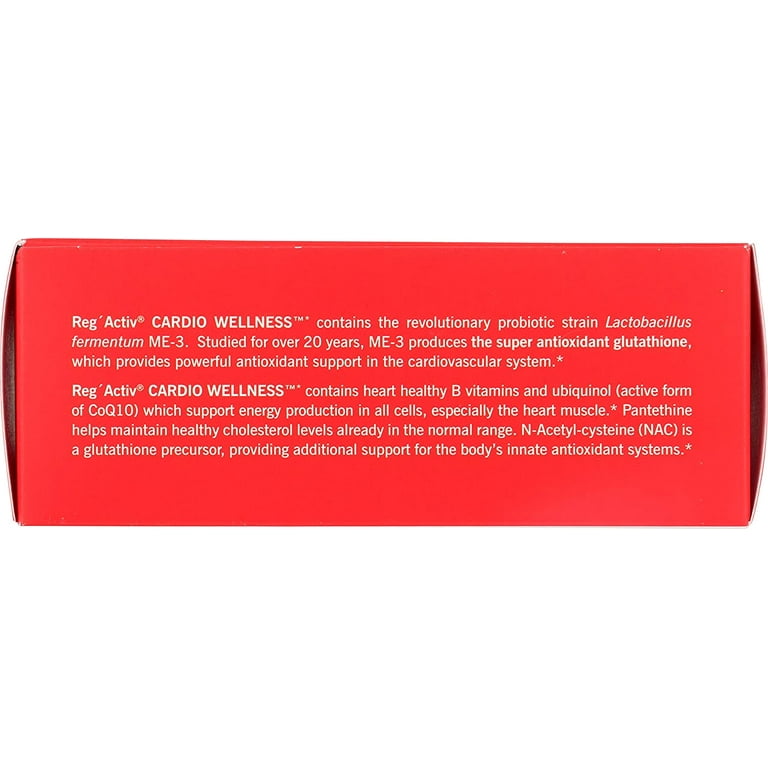 Reg'Activ Cardio Wellness with Glutathione Producing Lactobacillus fermentum  ME-3, Pantethine and CoQ10