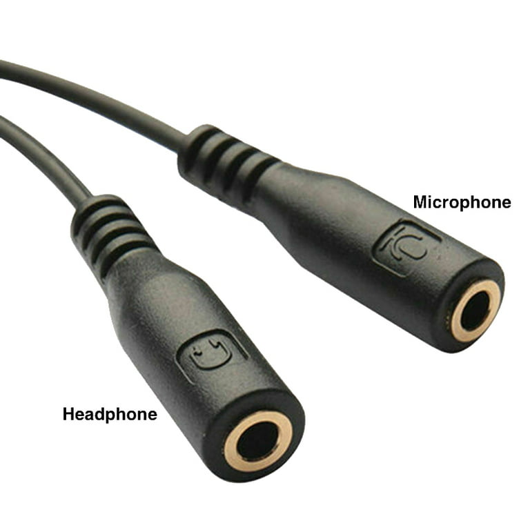 Headset Adapter Microphone and Headphone Splitter - Aux to 3.5mm Female Audio & Jack - Walmart.com