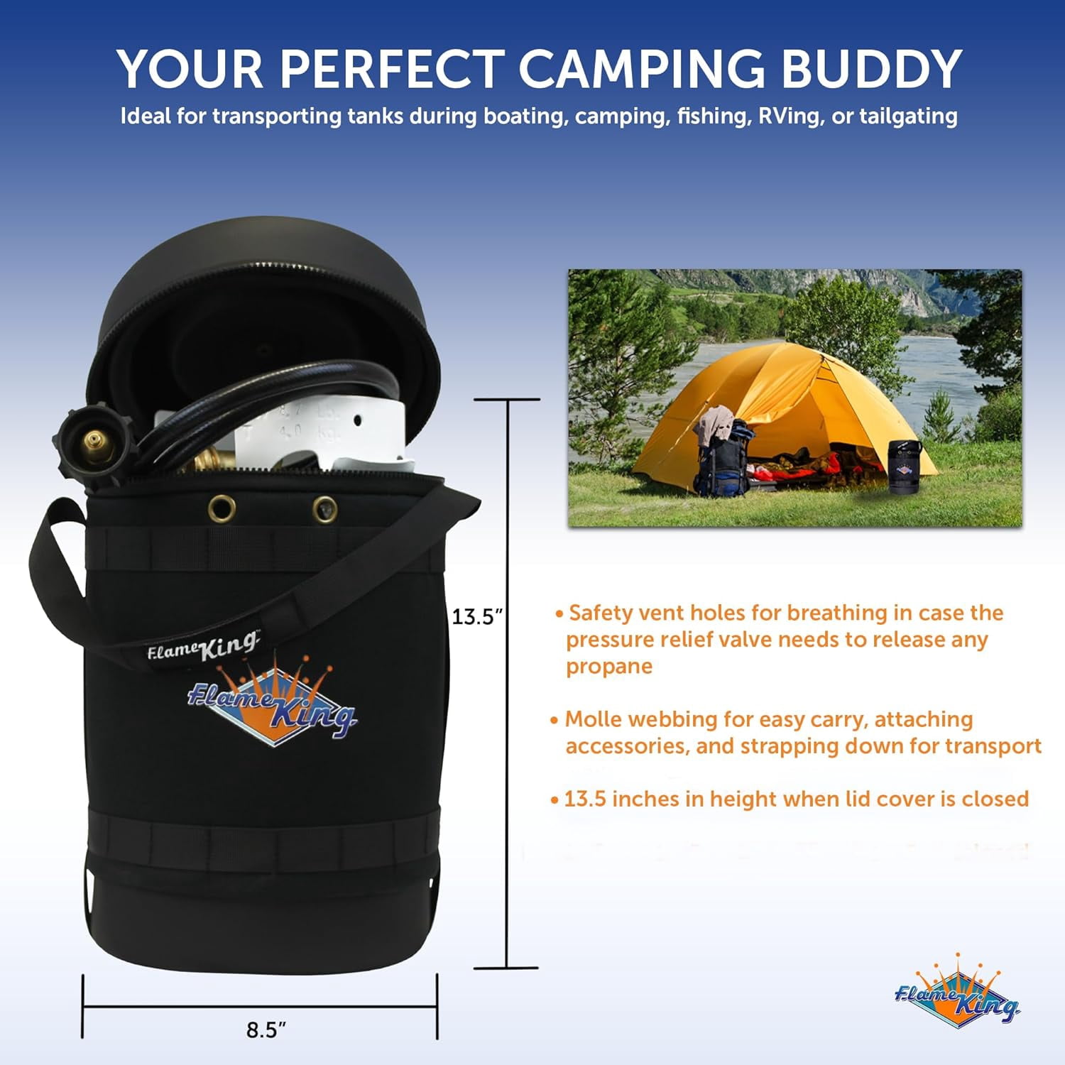 Flame King 5lb Propane Tank with Gauge, Insulated Case & 5-ft Hose