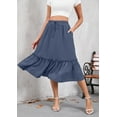 thumbnail image 6 of HOWCOME Women's Skirts - Elastic Waist Pleated A Line Skirt Dress with Pockets Dressy Casual Boho Skirt Grayish Blue, XL, 6 of 6
