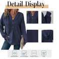 thumbnail image 5 of Mengpipi Women's Tops Fall Spring Long Sleeve V-Neck Waffle Knit Hooded Button Front Loose Casual Cardigan S-2XL, 5 of 9